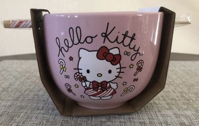 Hello Kitty Christmas Ceramic Ramen Bowl w/ Chopsticks