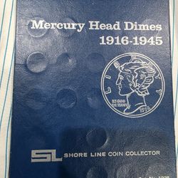 Mercury Head Dime Collection Contains 63 Silver Coins, Comes in Book shown