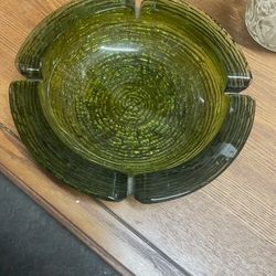 Vintage Large Art Glass Mid Century Modern Ashtray 