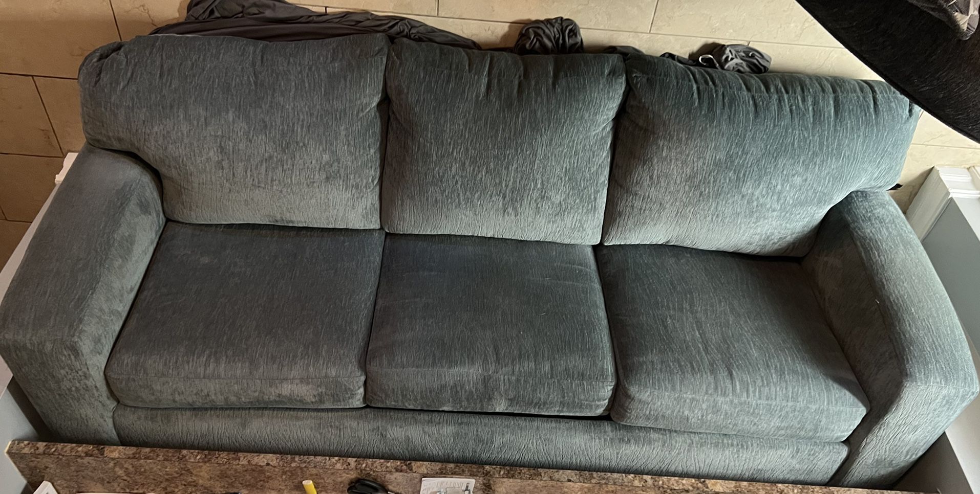 Teal SOFA WITH QUEEN PULL OUT MATTRESS 