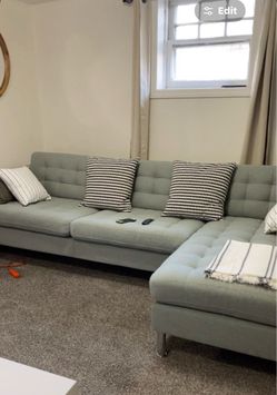 Gray Fabric Sectional Sofa with Chaise
