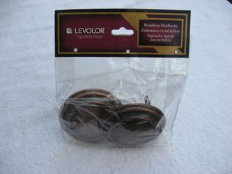 Levolor (contact info removed) Medallion Drapery Holdbacks Brushed Sienna 2-Pack~New