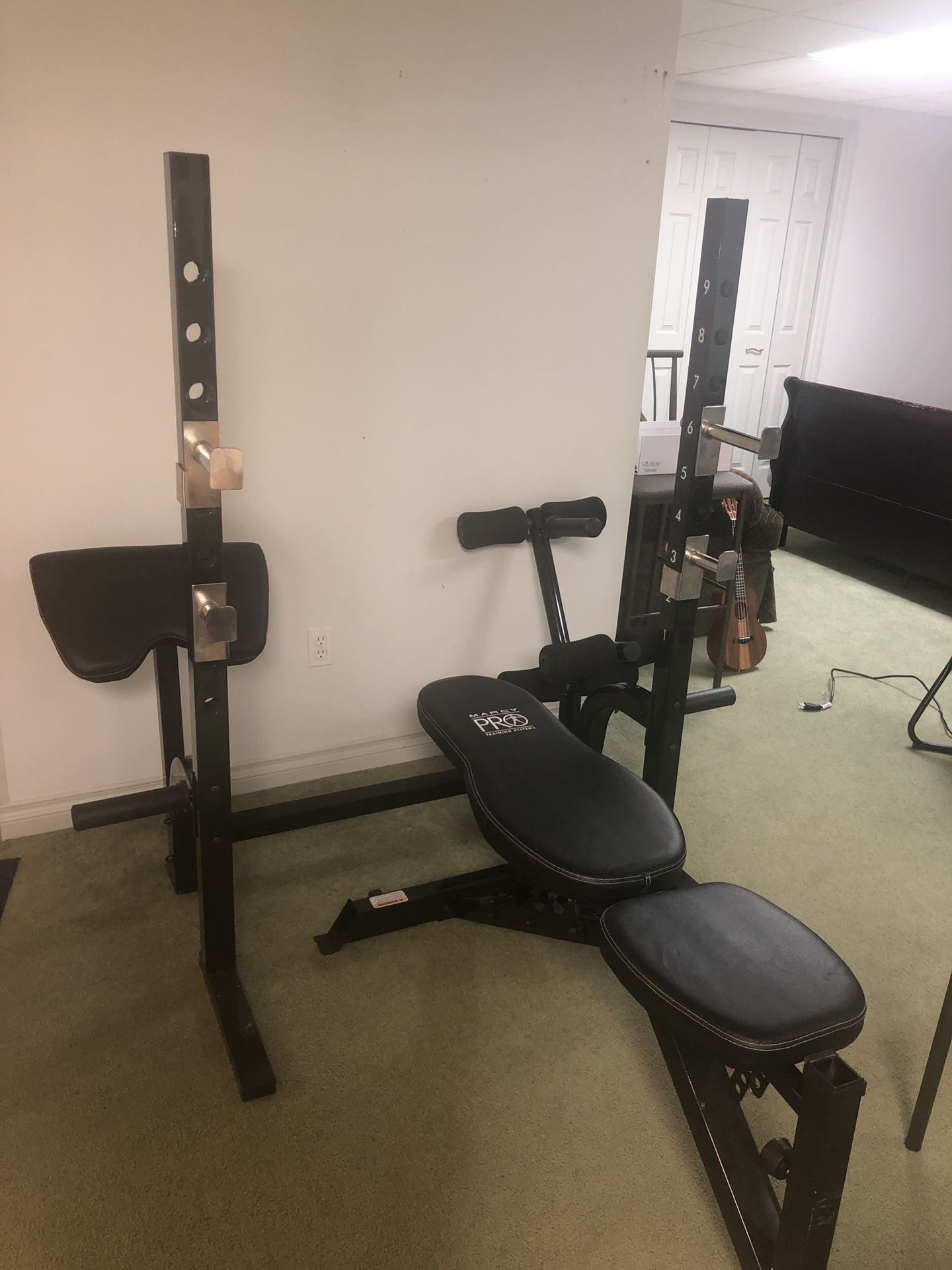 Marcy Two-Piece Olympic Bench & Rack with Complete 300lb Weight Set