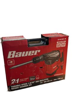 BAUER 11 Amp, 1-9/16 in. SDS-MAX Type Variable-Speed Rotary Hammer