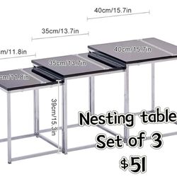 😀 3Pcs Nesting Table Sofa Side Tables Black Nested End Table Living Room Accent Table Wooden