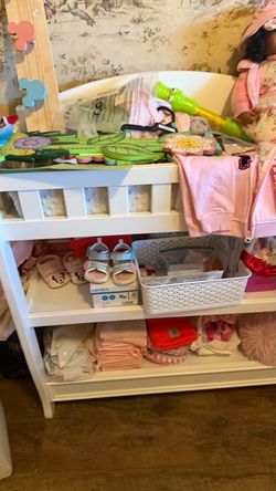 White Baby Changing Table with Shelves