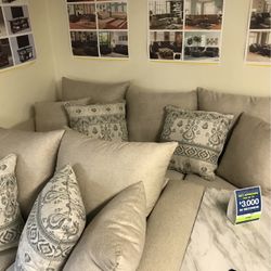 Khaki 2pc Sofa & Loveseat Oversized 