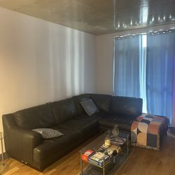 Grey Leather Sectional Couch