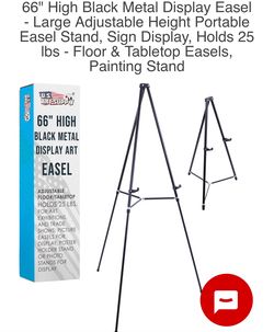 66" High Black Metal Display Easel