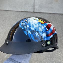 DOT Motorcycle Half Helmet With American Flag & Eagle