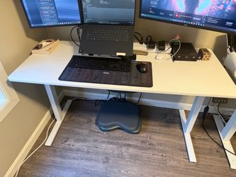 White Standing Desk with Metal Frame