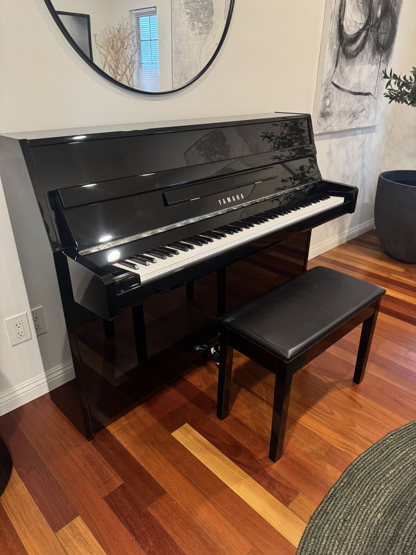 Yamaha B1 PE Upright Piano with chrome hardware