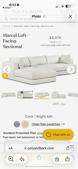 L shaped Poly & Bark Couch