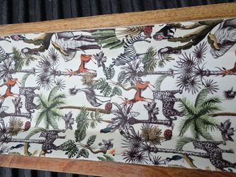 Safari Jungle Enamel & Wood Dough Bowl Serving Tray