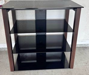 Black Glass TV Stand / Entertainment Center 3 ft tall