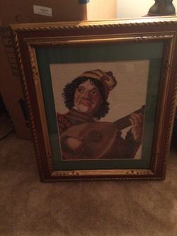 Needle point framed art