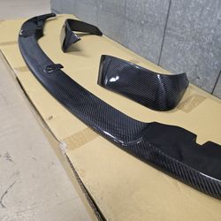 Bmw 12-18 F30 m3 style Carbon fiber lip with splitters Fits only on made m3 style front bumper As Shown In Photos