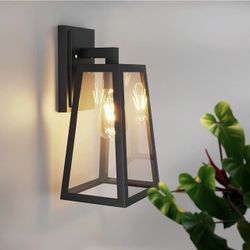 Outdoor Wall Lantern Black Wall Light Fixtures 1-Light Wall Sconce