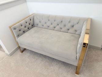 Modern Tufted Loveseat with Gold Frame