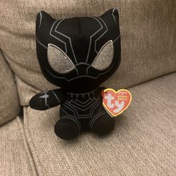 TY Beanie Baby 6" Black Panther Marvel Plush Stuffed Animal Toy MWMTs Heart Tags