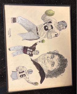 Vintage Raiders Jim Plunkett Hand Drawn Art