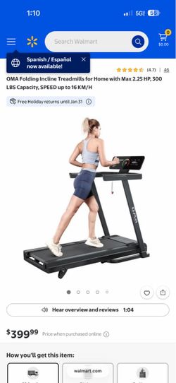 OMA Folding Incline Treadmill 2.25 HP