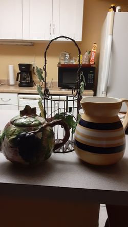 Kettle, wine holder, and pitcher