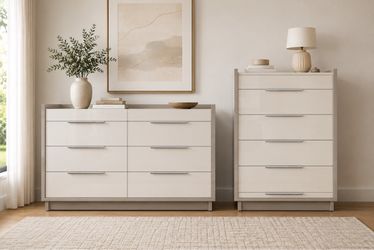 Modern High Gloss Dresser Set ( 8 Drawer & 6 Drawer Dresser)