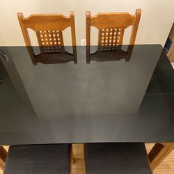 Dining Table With 4 Chairs ( Solid Wood Table & Chairs) 