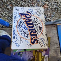Padres Autographed Score Book And Memorabilia 