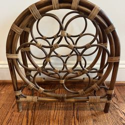 Vintage Bamboo And Rattan Wine Rack
