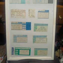 Glass Frame With Dolly Parton,Oak Ridge Boys,Merl Haggard,Hank Williams Jr, Alan Jackson, The Highwaymen, Ronnie Milsap, George Jones, Vintage Ticket 