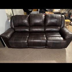 Leather Sofa / Couch with Leg Rests 