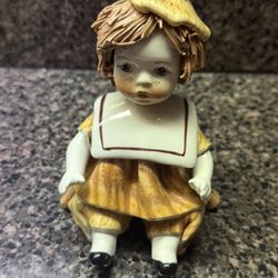 Vintage Signed Porcelain Girl  Figurine Made In Italy