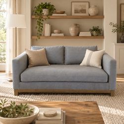 **🛋️ Pottery Barn  Deep seated Jake Loveseat – Blue-Gray – Delivery Available **
