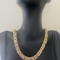 Gold Plated Sterling Silver Byzantine Necklace 