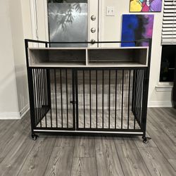 Large Furniture Dog Crate 41in Black/Grey