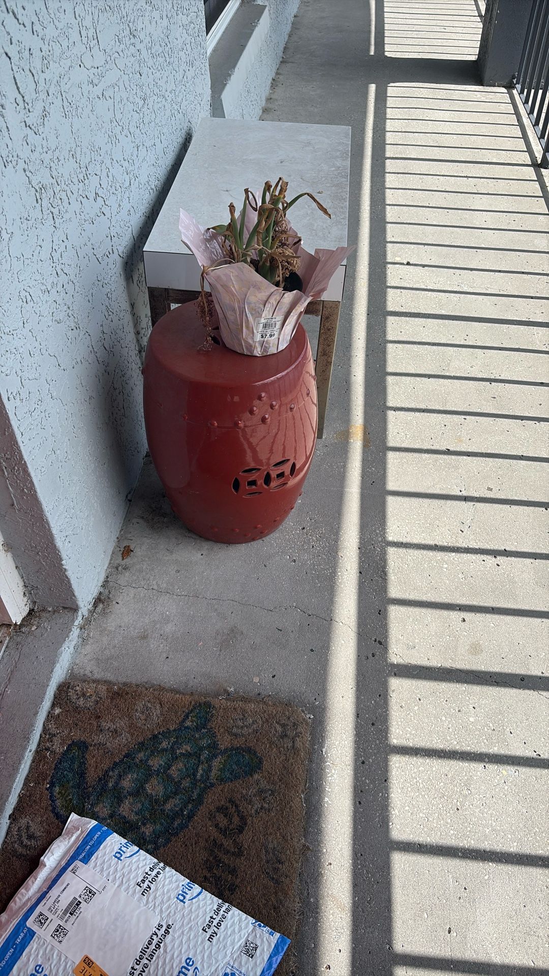 Orange Patio Table Plant Holder