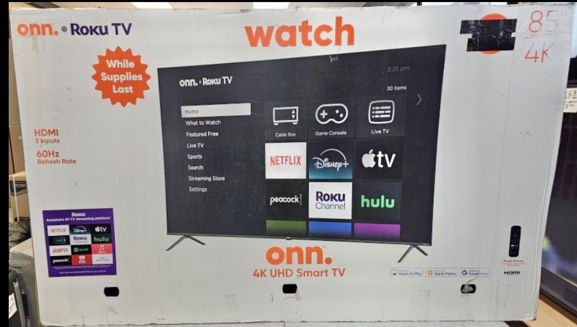 85 Onn Tv Smart 4k Hdtv $55 down on financing free delivery six month warranty