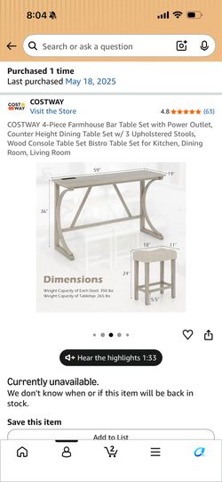 Counter height dining set with 3 stools