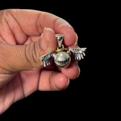 Handmade 925 Sterling Silver Winged Ball Pendant – 16g Vintage Style