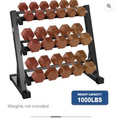 3 Tier Dumbbell Weight Rack Heavy Duty, Home Gym Dumbbell Storage Stand Holder, Black