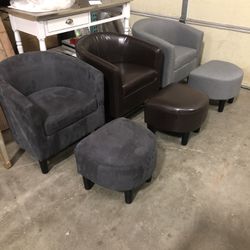 Accent Chairs with Ottomans - BRAND NEW- Production Samples 