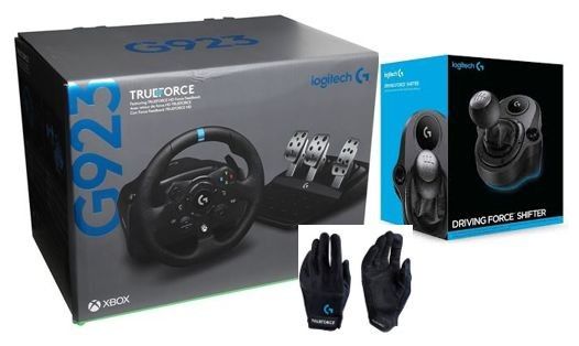 Logitech G923 Racing Wheel, Pedals, Shifter & Gloves for XBOX New
