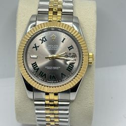 Silver Gold Green Day date Men’s Watch 