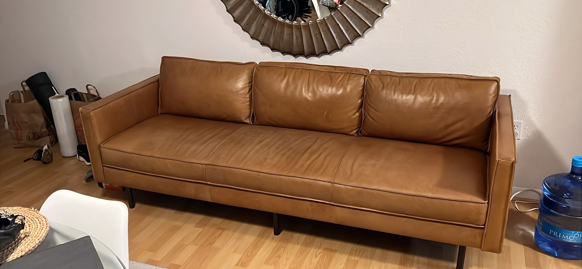 89” Saddle leather Sofa