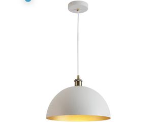 Modern White and Gold Dome Pendant Light