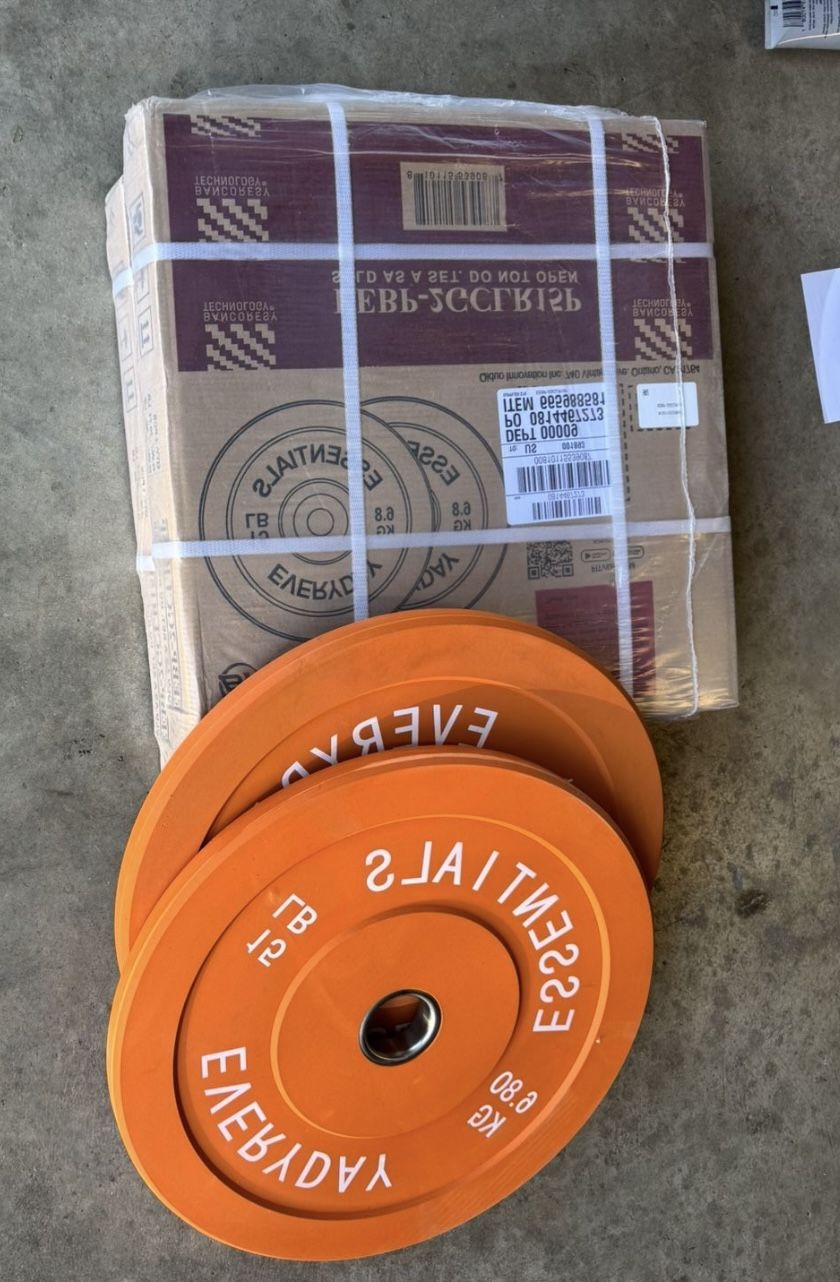 15 Lbs Olympic Bumper Plates Weightlifting 2” Rubberized Weight Plates 