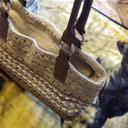 Woven Autumn/Fall Delicate Purse with small make-up bag 