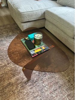 Brown Walnut Glass Coffee Table